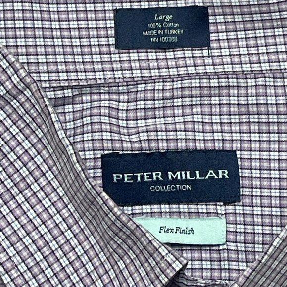 Peter Millar Collection Flex‎ Finish Shirt Mens Sz L Purple Plaid MSRP $248 - Picture 4 of 7